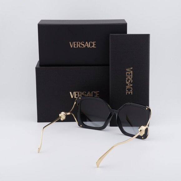 Versace VE4502U GB1/87 Square Sunglasses – Black Gold/Grey Gradient - Picture 9 of 9